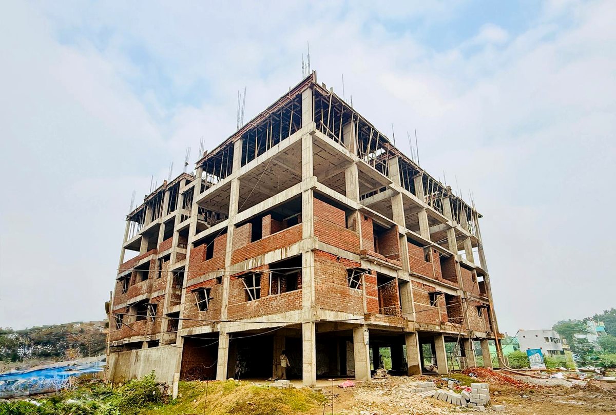 Alekya Homes superstructure with brick masonry underway